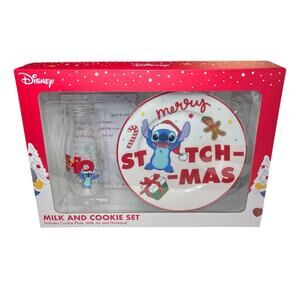 Disney Stitch Milk and Cookie Set - Red and White